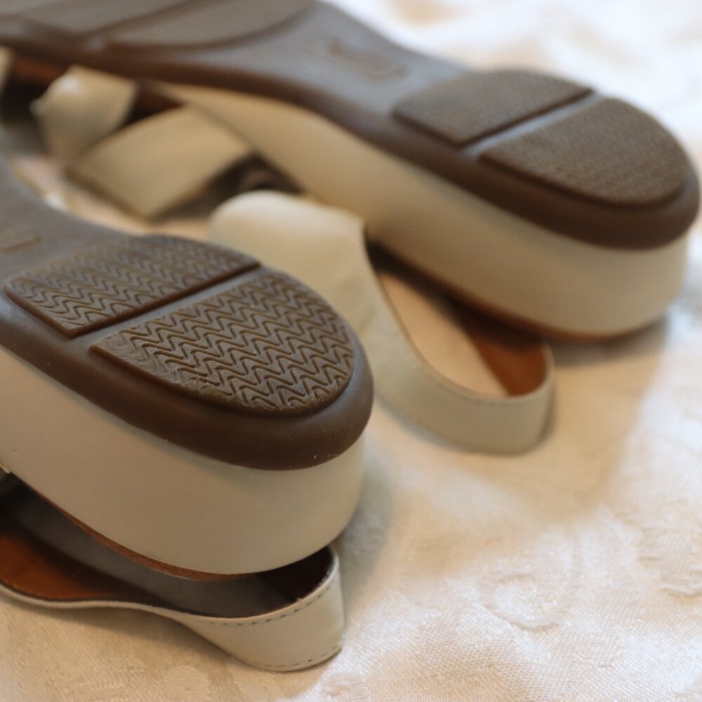 Bjorndal Double Time Off White Leather Upper Adjustable Sandals Size 9.5 - Picture 13 of 16